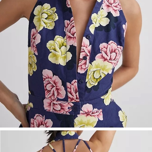 Anthropologie Maeve Retro Collared Romper - Picture 1 of 11